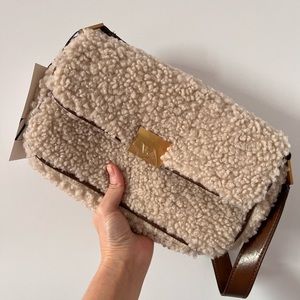 Zara Tan Shearling Shoulder Bag